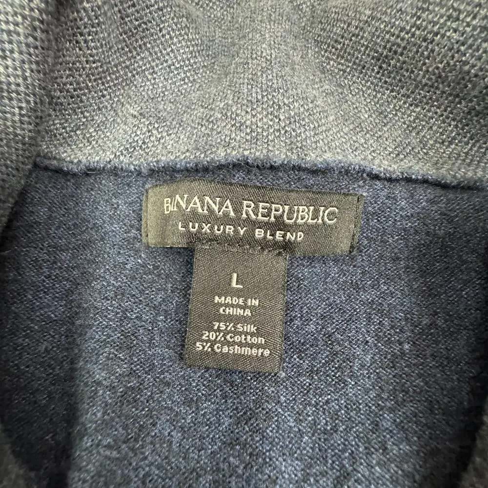 Banana Republic Luxury Silk Cashmere Blend Knit Front Zipper Cardigan Men's L